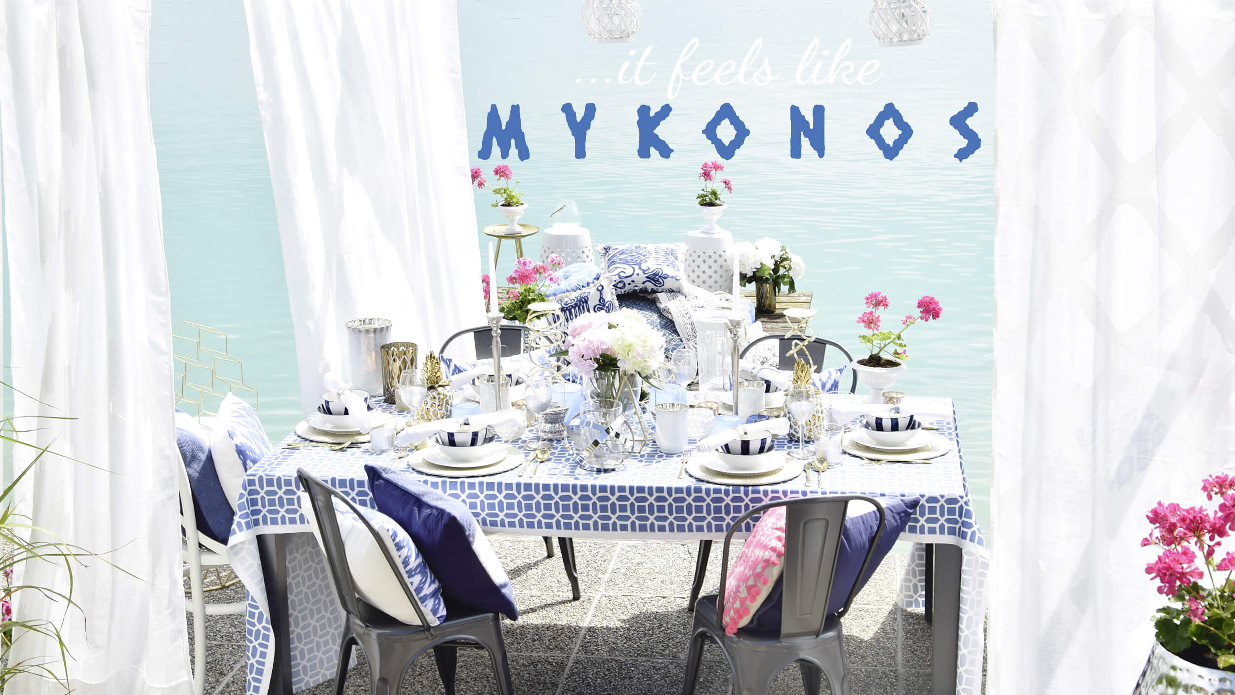 Trend Mykonos Tafel: Blau Weiß