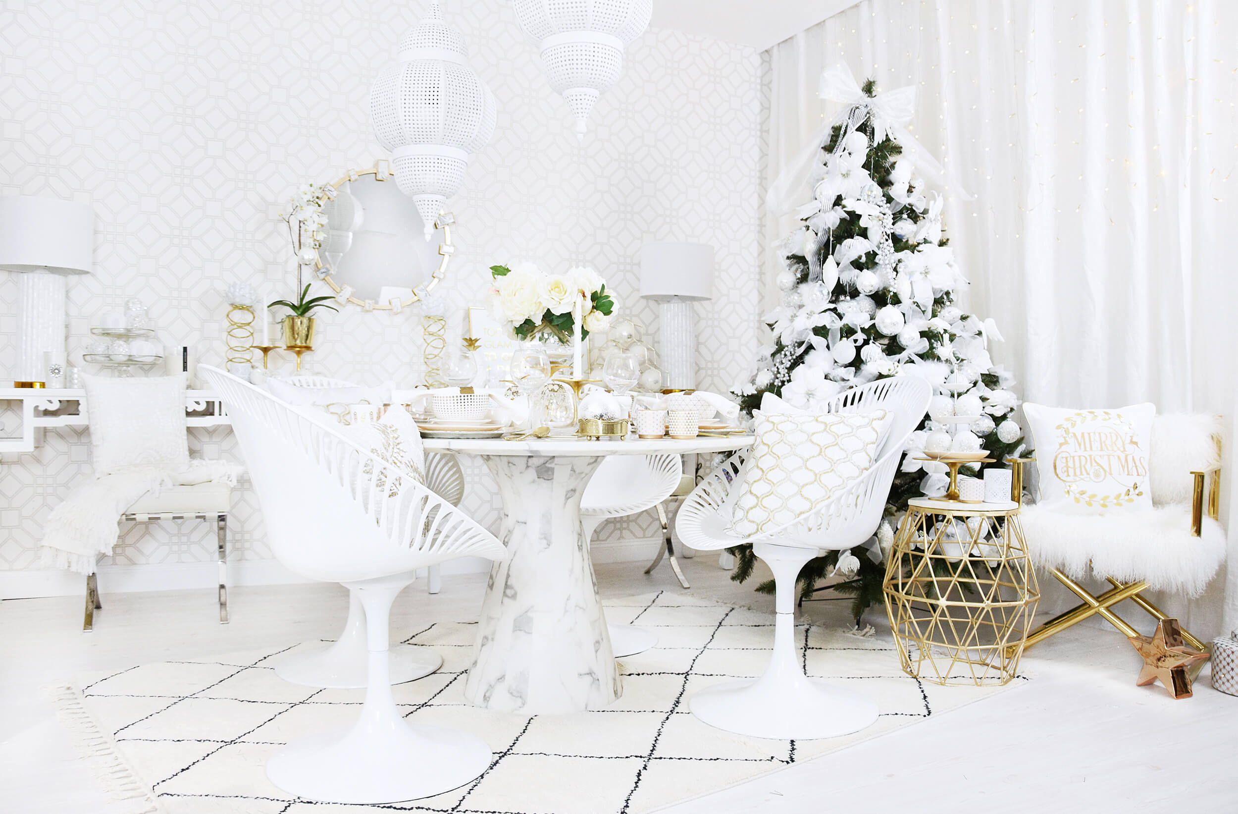 White Christmas -Weihnachtsdeko in purem Weiß