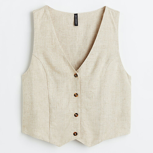 Anzuggilet aus Leinenmischung, hellbeige