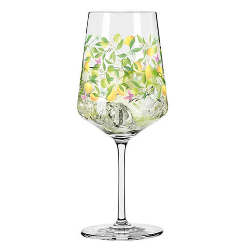 Aperitifglas mit Zitronen & Schmetterlingen