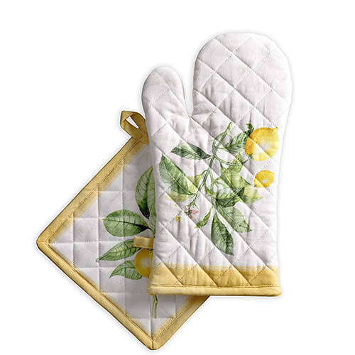 Ofenhandschuh & Topflappen mit Zitronen