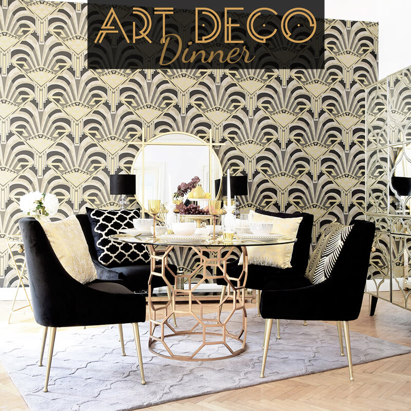 Get the Look: Art Déco-Dinner - Esszimmer in Gold & Schwarz