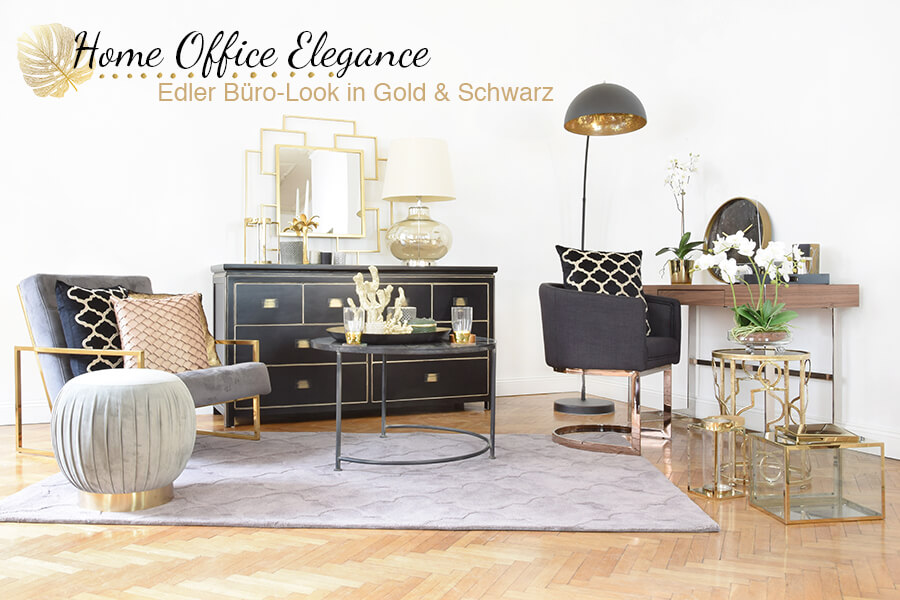 Home Office Elegance - Edler Büro-Look in Gold & Schwarz