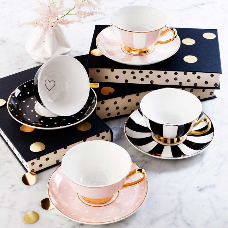 Teatime! Tassen in schwarz & rosa