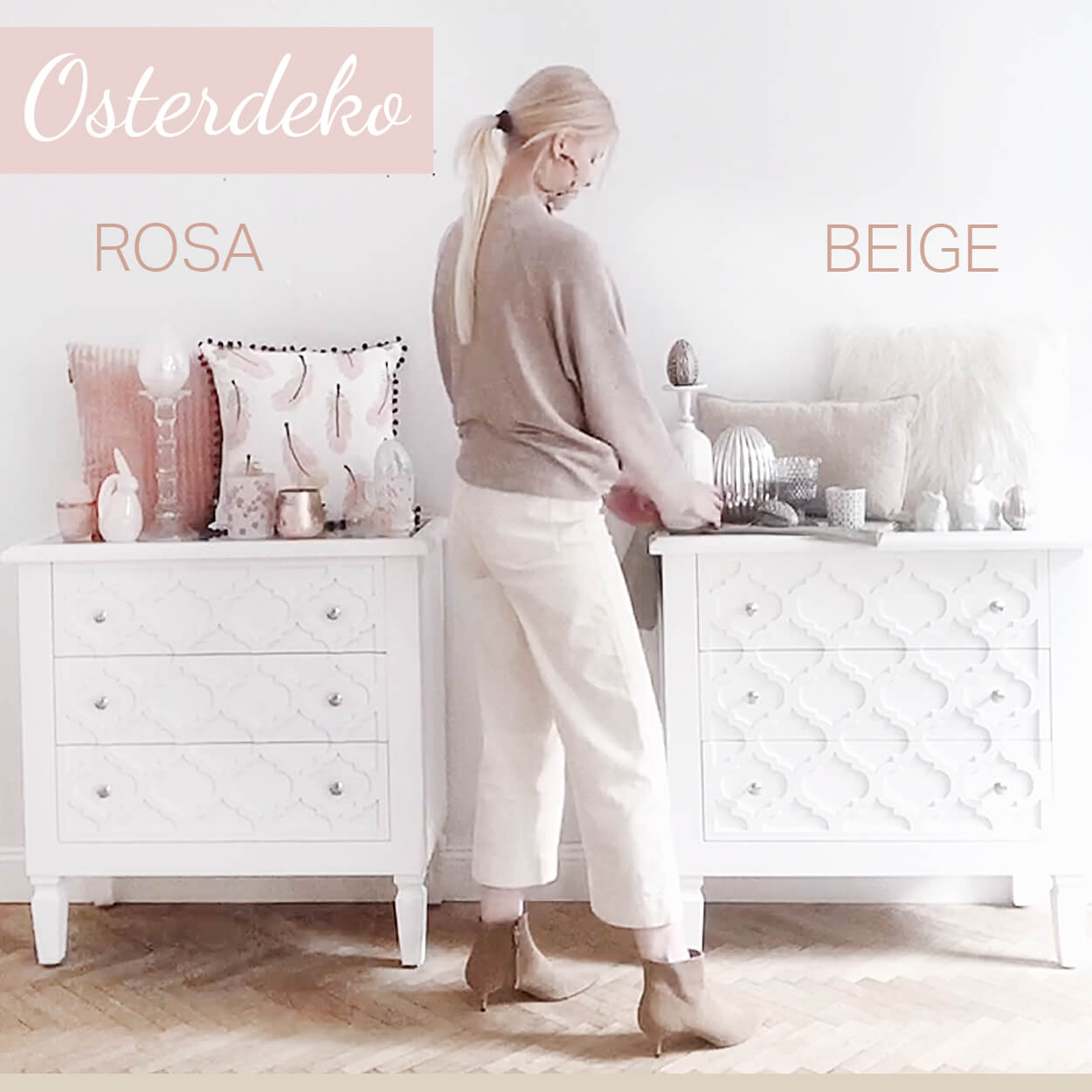 Osterdeko in Rosa & Beige