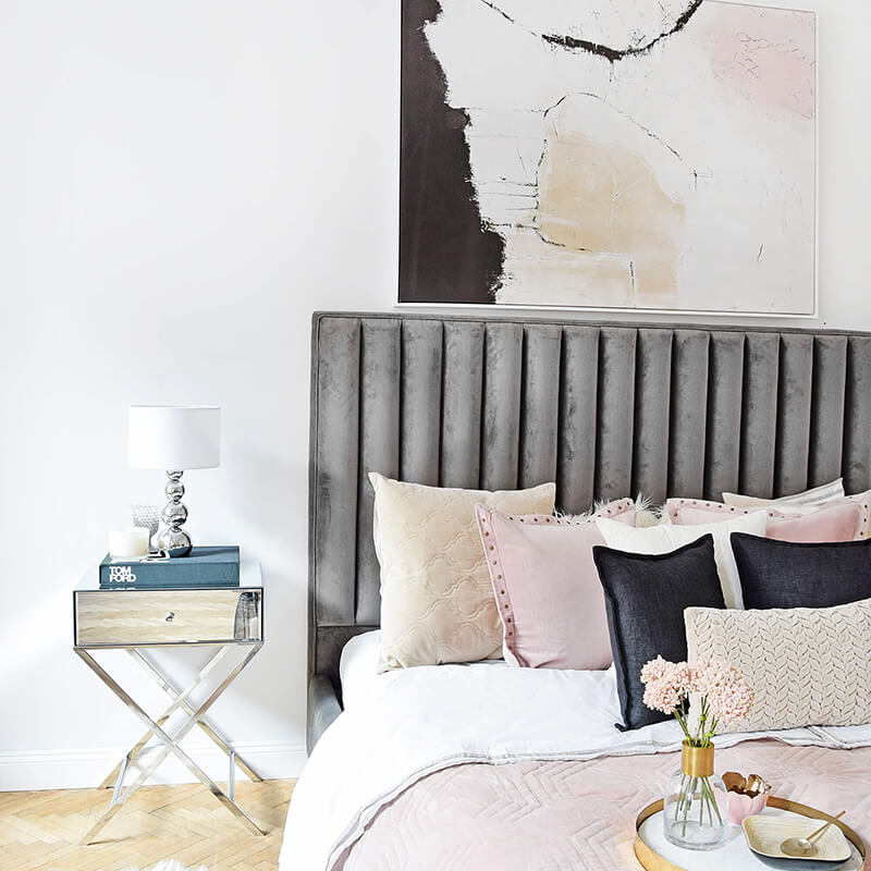 Blush, Black & Grey Bedroom-Shades