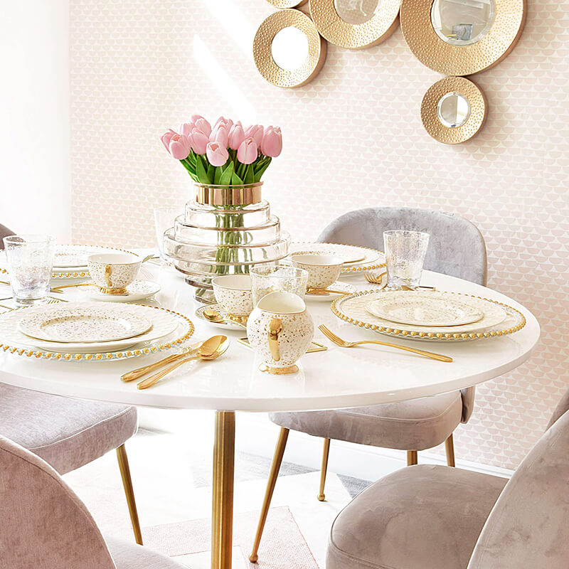 Weekend-Brunch - Tafel in Gold & Pastelltönen