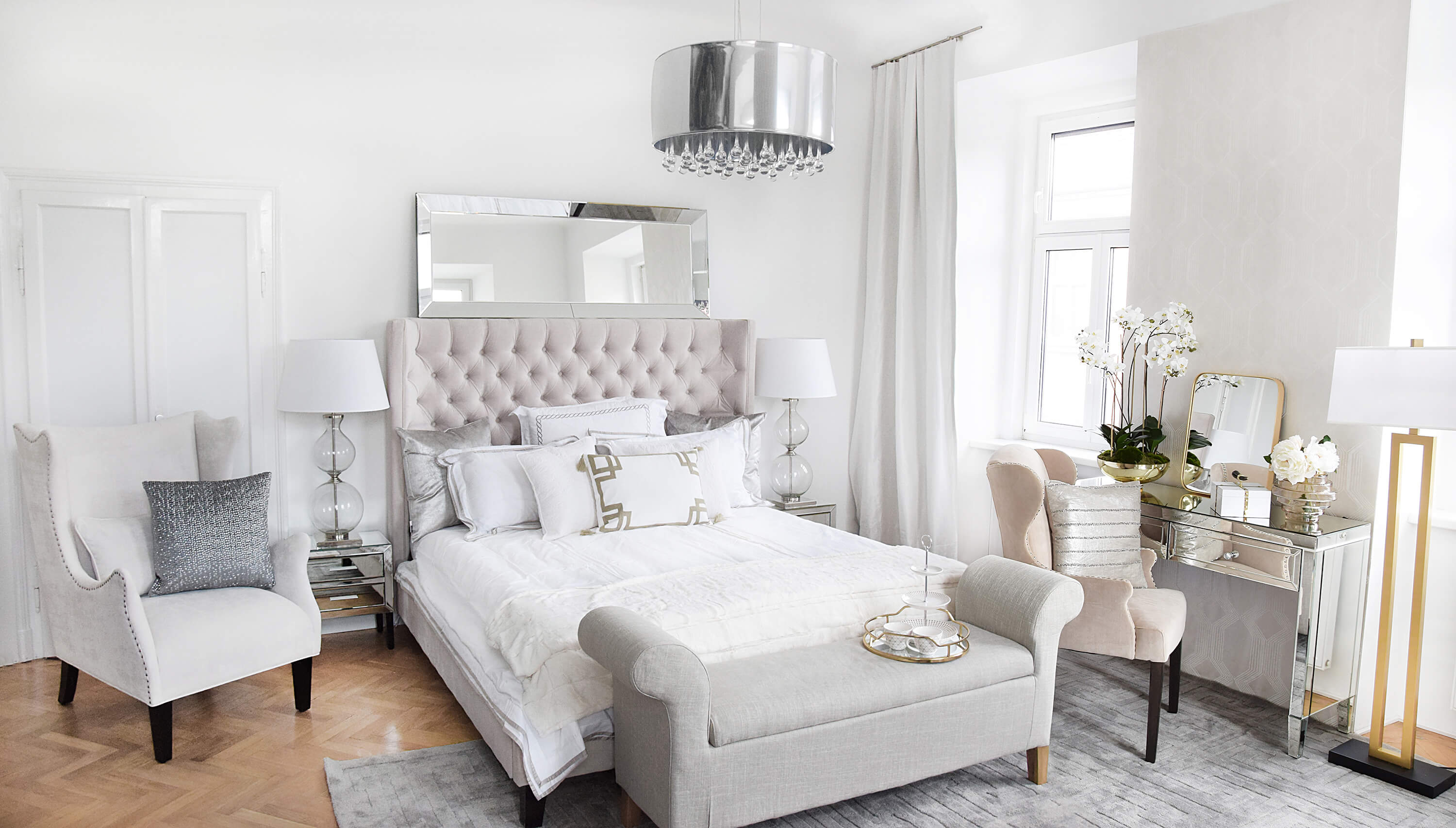 Luxury Pearl White Bedroom