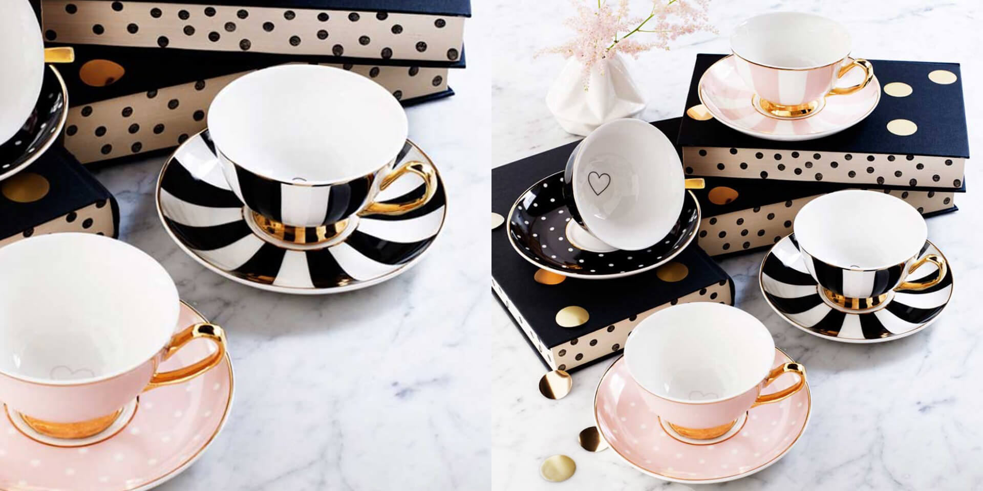 Teatime! Tassen in schwarz & rosa