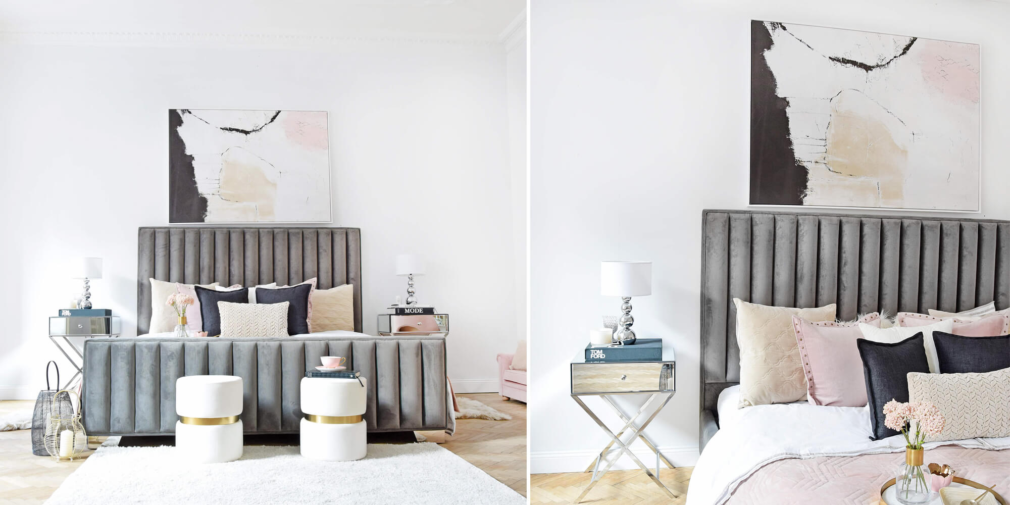 Blush, Black & Grey Bedroom-Shades