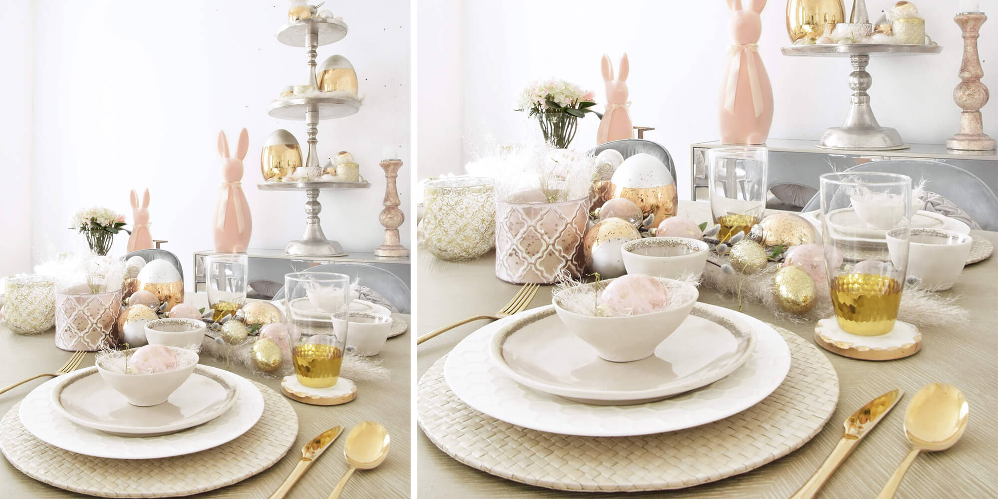 Easter Table Decor: natürliches & glamouröses Tischgedeck