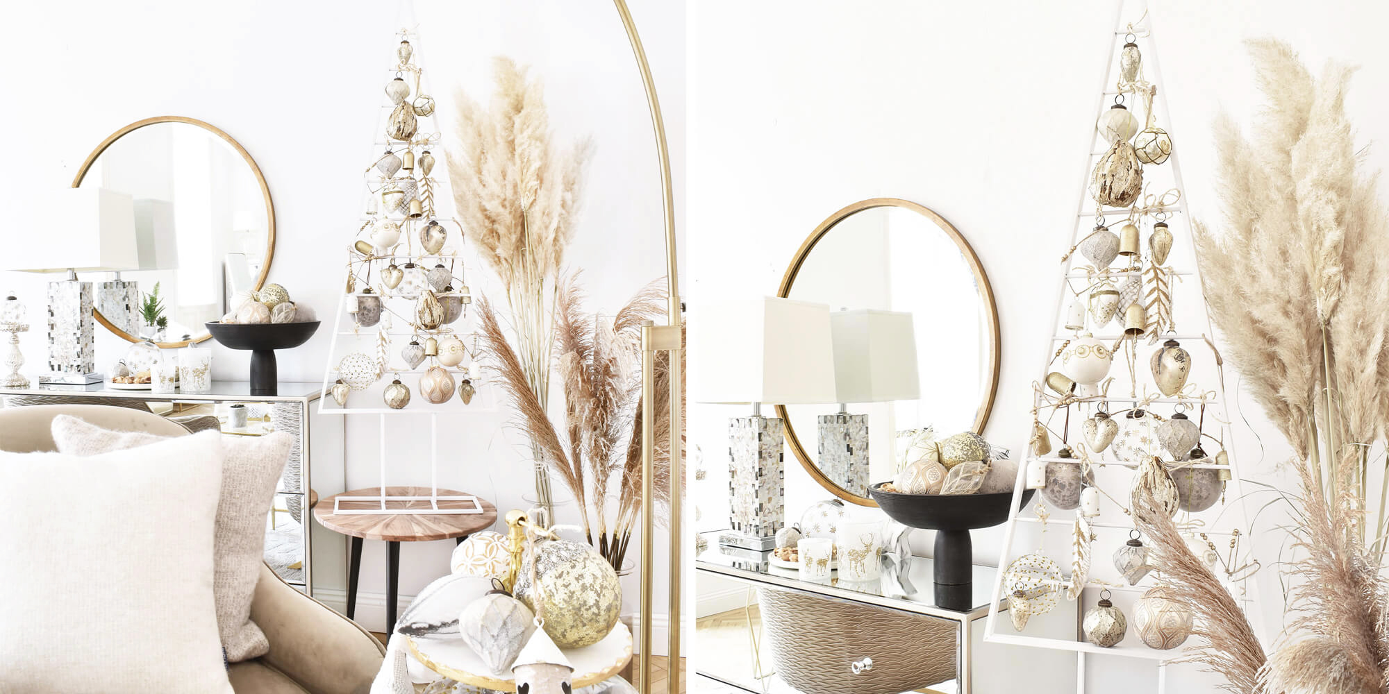 Weihnachtskugeln Trend: Naturfarben & goldene Highlights