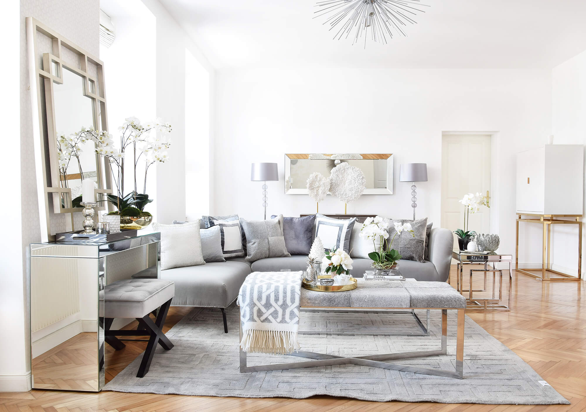 urban loft livingroom - wohnzimmer in silber & grau - looks