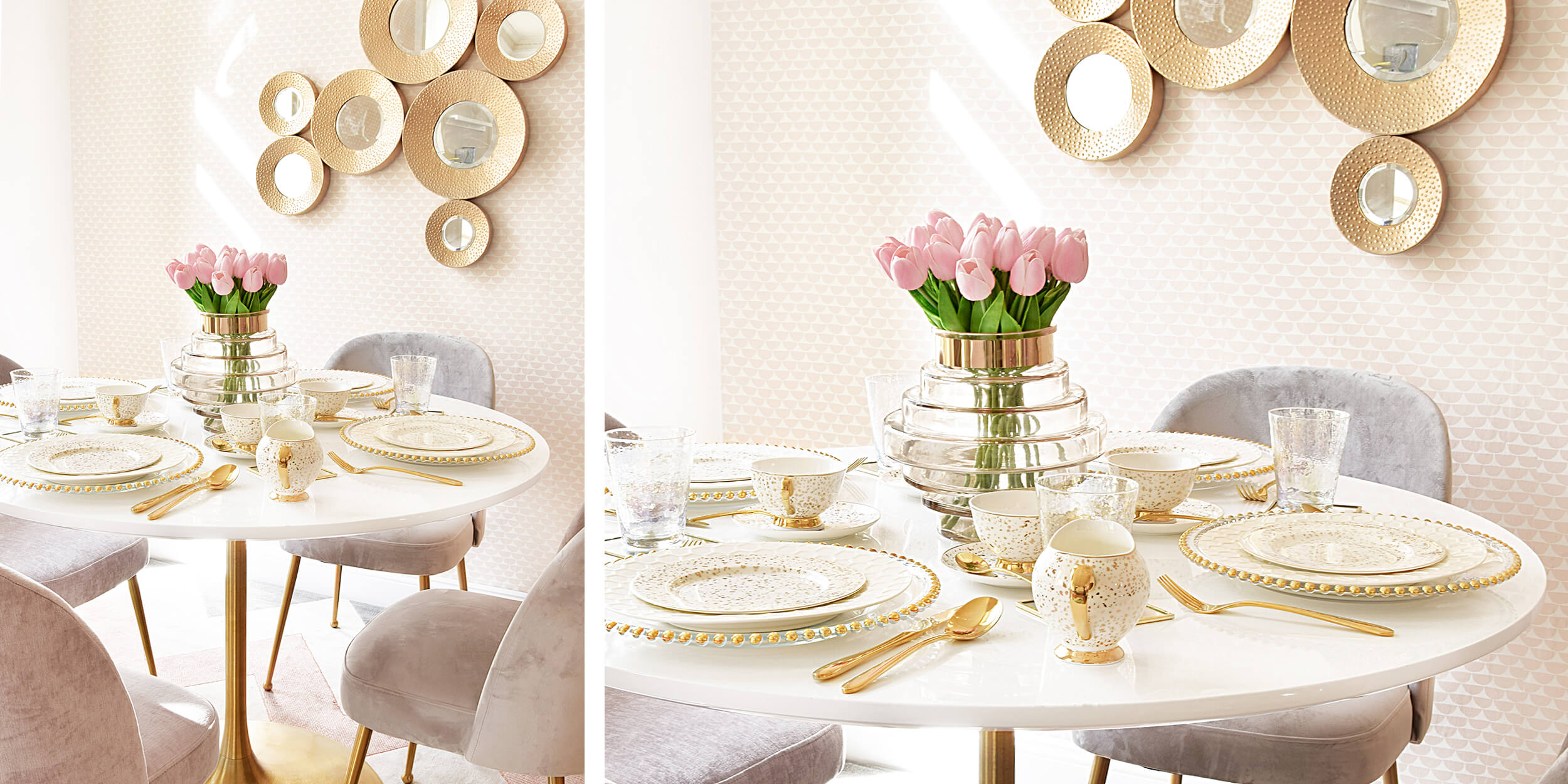 Weekend-Brunch - Tafel in Gold & Pastelltönen