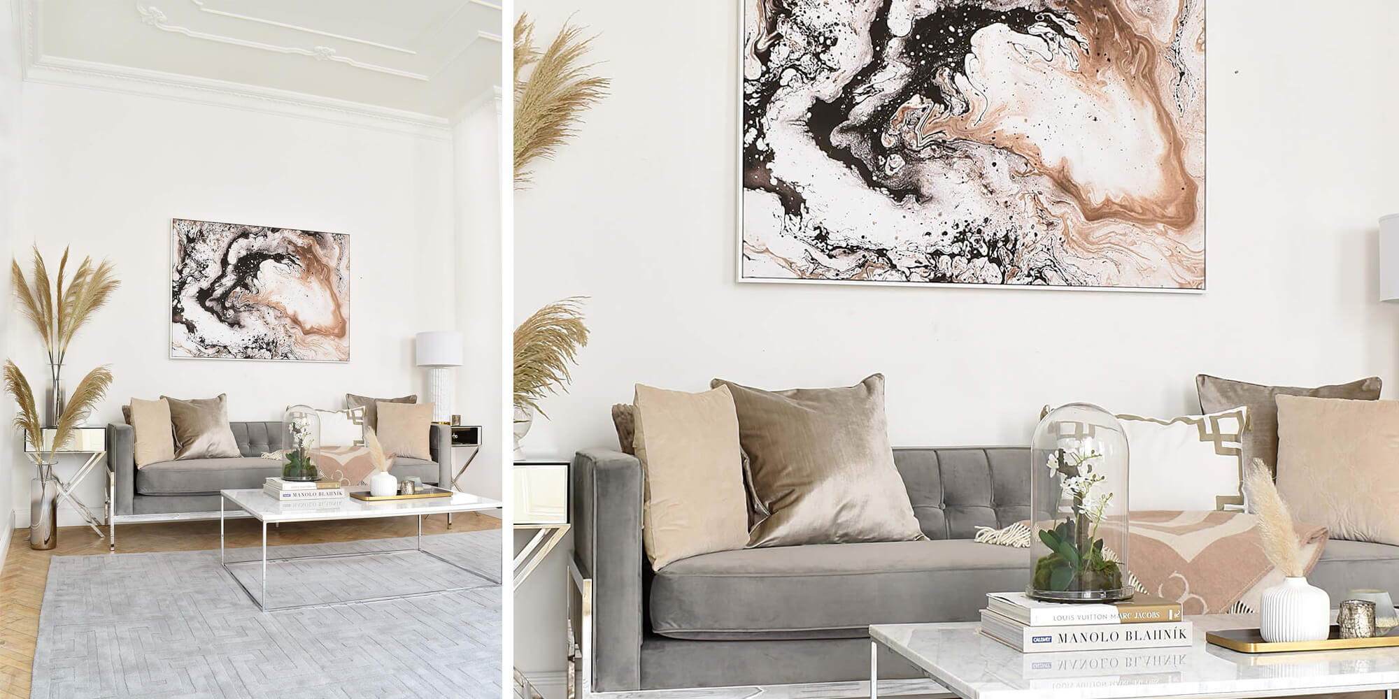 It's a match: Wohnzimmer in Beige & Grau