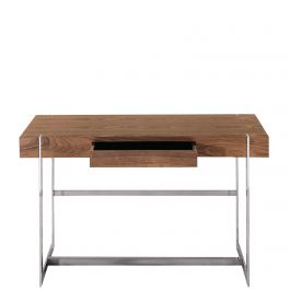 Kleiner Moderner Schreibtisch Newport Nussbaum Furniert Mit Chromfussen
