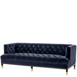 Dreisitzer-Sofa aus Samt in Mitternachtsblau mit ...