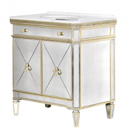 Verspiegelter Waschbecken Schrank In Antik Optik Mit Goldenen Details