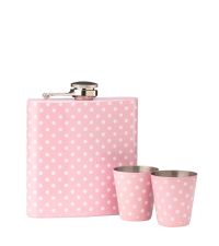 Flachmann mit Schnapsglas Pink Polka Dot Hochzeitsgeschenk