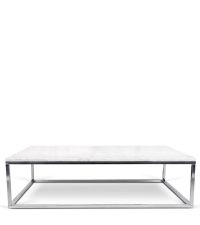 rechteckiger Couchtisch Tischplatte aus weißem Marmor Füße aus Chrom