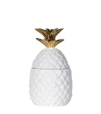 Deko-Dose Ananas Keramikdose in Ananasform weiß & gold
