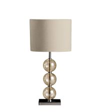 Tischlampe mit schimmerndem Glaskugelfuß beige