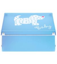 Aufbewahrungsbox blau mit süßem Hundemotiv
