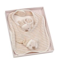 Baby-Geschenkset Latz & Serviettenring aus Nicki beige