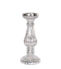 Kerzenständer aus Glas in Antik-Optik silber L