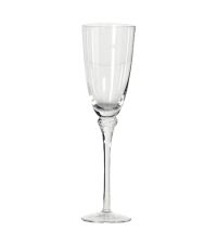 Sektglas / Champagnerflöte aus zartem transparenten Glas mit Verzierung