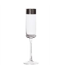 edles Sektglas mit breitem Silberrand