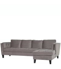 traumhaftes Samtsofa mit Knopfheftung Ecksofa mit Samtbezug taupe