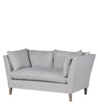 dunkelblau-weiß gestreiftes 2er Sofa im Retro-Style mit Stoffbezug