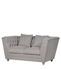 elegantes Zweiersofa mit hohen Lehnen mit Knopfheftung grau