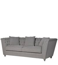 elegantes Dreiersofa mit hohen Lehnen mit Knopfheftung grau