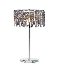 moderne Tischlampe mit schimmernden Glaskristallen & Chromfuß