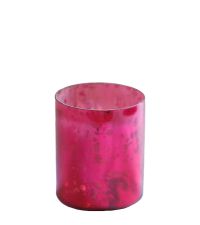 Teelichtglas in Antik-Optik außen pink innen gold antik