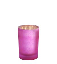 kleines Teelichtglas frozen pink in Antik-Optik