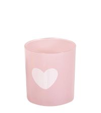 zartes Teelichtglas mit Herzmotiv rosé