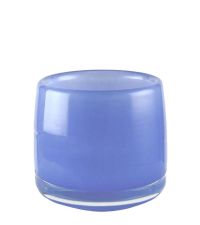 großes Teelichtglas aus massivem Glas zart hellblau leicht transparent