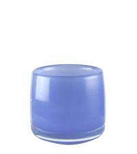kleines Teelichtglas aus massivem Glas zart hellblau leicht transparent