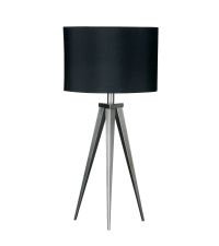 moderne, elegante Tischleuchte mit zartem Stativfuß aus Metall Lampenschirm schwarz