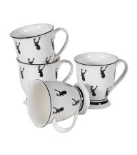 weiße Teetasse mit vielen Hirschmotiven