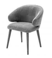 stylischer Sessel mit Samtbezug und runder Lehne, grau, Eichholtz
