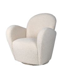 Armlehnsessel mit hoher Lehne aus naturfarbenem Schafsfellimitat, Stuhl mit weichem Teddy-Bezug