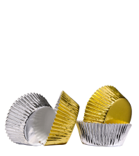 Papierbackförmchen für Cupcakes und Muffins metallic beschichtet Gold und Silber