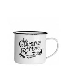 Tasse 'La Cuisine De Mere' aus Emaille, weiß