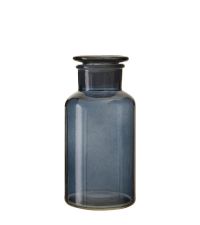 mittelgroße Apothekerflasche aus graublauem Glas mit Deckel, Füllmenge, 500 ml