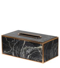 Kleenex-Box in Marmor-Optik mit goldenen Kanten, schwarz