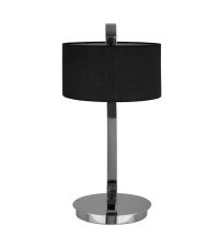 Tischlampe mit verchromtem Fuß und Sockel, schwarzem Lampenschirm